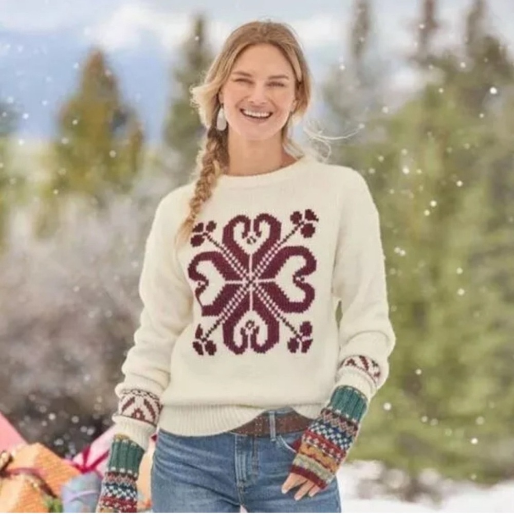 NWT Sundance Snow Haven Nordic Snowflake Pullover Crewneck Sweater Size XL